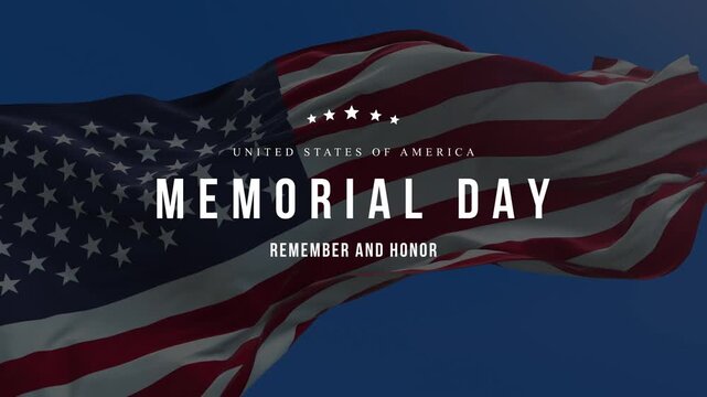 Memorial day animation. Happy memorial day. Flag USA. Honoring all who served banner for memorial day