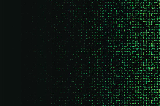 Gradient of emerald green dots on a dark background, abstract pattern circles