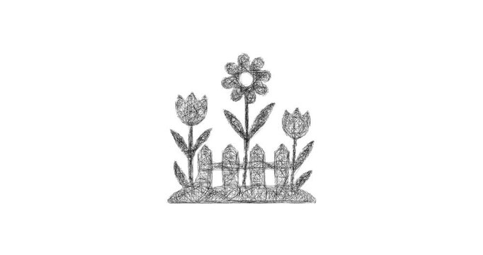 Sketch spring garden icon animation - smooth progressive reveal