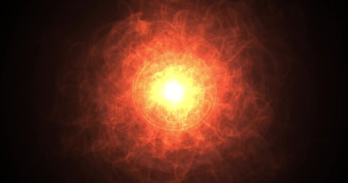 The dazzling core of the abstract star pulsates continuously, throwing powerful streams of energy into the surrounding space. The raging cloud of gas and plasma is dynamically expanding, creating the 