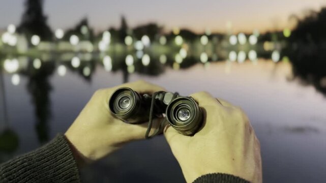 binoculares, largavistas, paisaje, manos, binoculars, spyglasses, landscape, hands