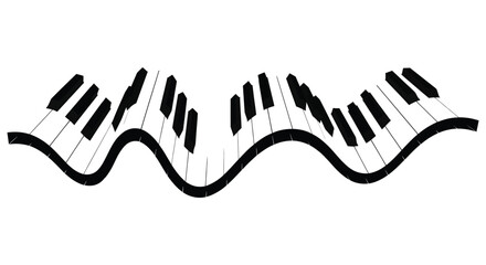 wavy piano keys in black and white silhouette high quality professional detailed modern elegant stylish clean crisp vibrant © Komla02