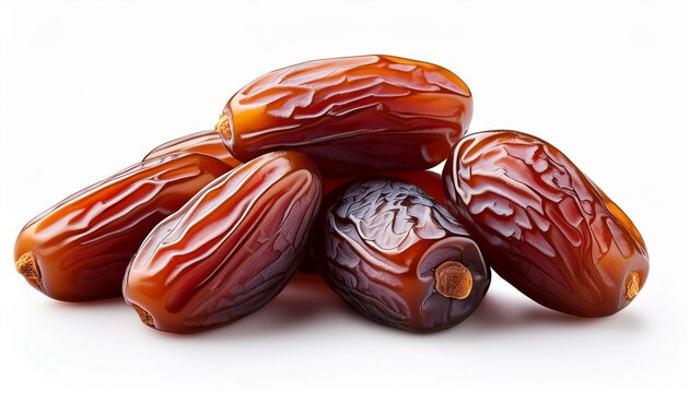 pile dry dates isolated on white background sweet fruit