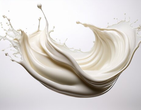 twisting creamy milk splash wave white background cutout background