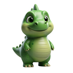 Fototapeta premium Cute baby green dinosaur cartoon character smiling.