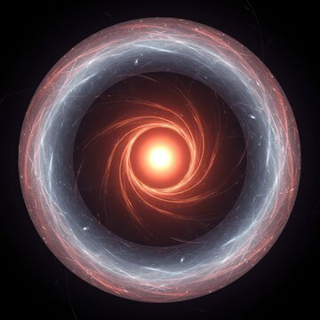Abstract visualization representing a singularity point in space time, an area of profound gravitational pull and ultimate compression, compression, cosmic, background