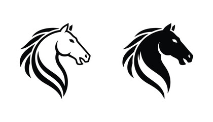 Elegant horse head profile mascot logo with flowing mane vector illustration © Sonali