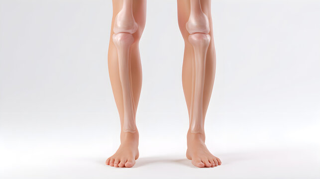 Photorealistic illustration of knock knee condition legs with inward curving knees medical concept