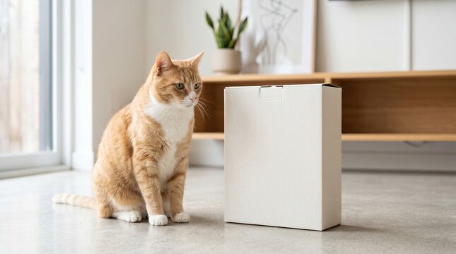 cat with its food pouch mockup