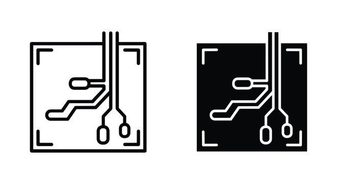 Electronic circuit board node connection icon for technology and hardware engineering concepts vector illustration