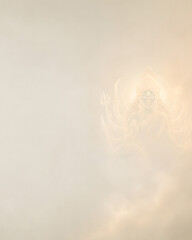 Fototapeta premium Hindu Goddess Durga Minimal Beige Background with Copy Space