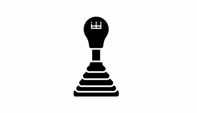 Gear shift icon, manual transmission symbol, black and white vector, automotive element, gear stick illustration