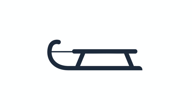Sled, winter sports equipment, black icon, vector illustration, recreational vehicle, snow sleigh