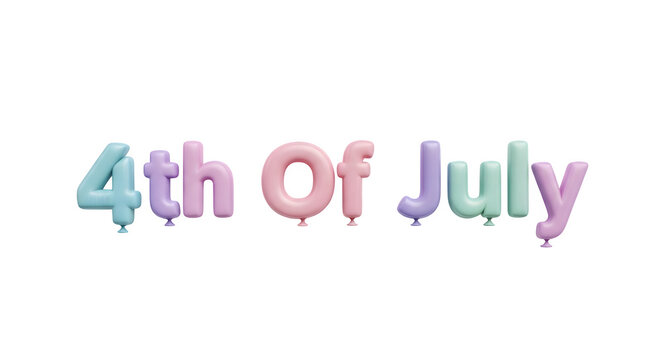 Festive 4th of july balloon text celebrating independence day with colorful balloons