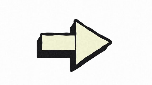 Animated hand drawn cartoon doodle arrow pointing right with seamlessly looping animation