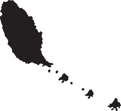Silhouette map of Saint Lucia and its surrounding islands a simple black and white vector graphic for travel and geography concepts