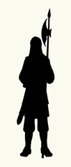 Naklejka premium Vector drawing. Old brave warrior