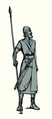 Obraz premium Vector illustration of a man with a spear.