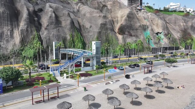 Beach Circuit In Miraflores In Lima Peru. Paradisiac Landscape. Beachfront Resort. Travel Destinations. Beach Circuit In Miraflores In Lima Peru. Green Coast Landscape.