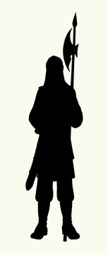 Vector drawing. Old brave warrior