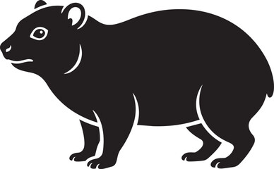 Obraz premium Black silhouette of a capybara simple vector illustration for wildlife or nature themes isolated on white background