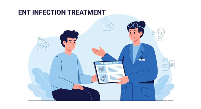 Doctor Discusses ENT Infection Treatment Plan With Patient