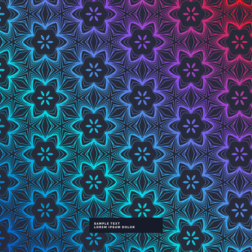 neon, floral, pattern, seamless, background, mandala, geometric, flowers, botanical, dark, blue, purple, red, cyan, magenta, colorful, vibrant, glowing, luminous, psychedelic, abstract, intricate, orn