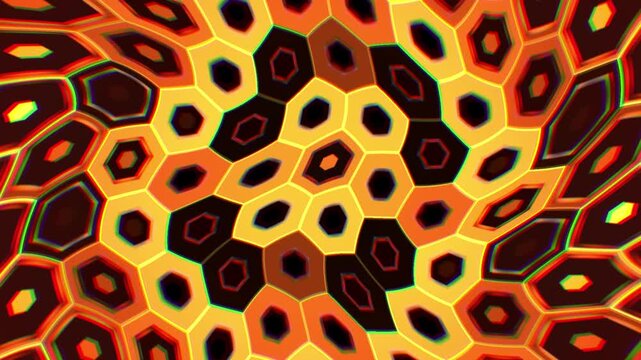 Abstract geometric orange honeycomb pattern warping in a seamless loop