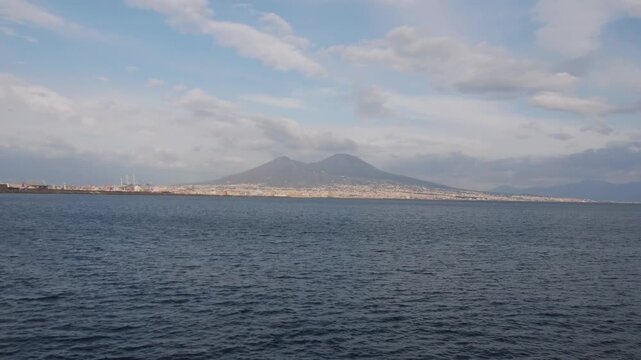 Mount Vesuvius (Vesuvio)  and the Gulf of Naples in the spring, Italy