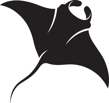 Silhouette of a manta ray a graceful marine animal in flight isolated on a white background perfect for ocean life or aquatic themes