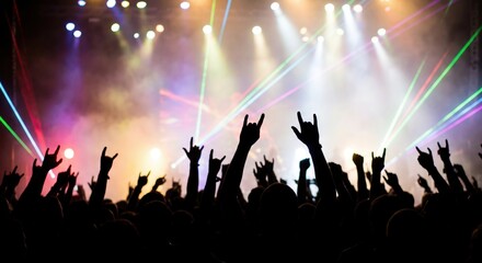 Fototapeta premium Enthusiastic Crowd Cheering at Live Music Concert