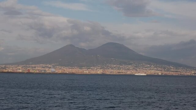 Mount Vesuvius (Vesuvio)  and the Gulf of Naples in the spring, Italy
