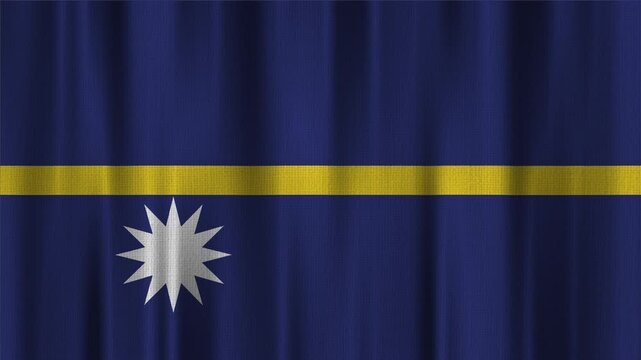 Nauru Flag Animation With Fabric Texture