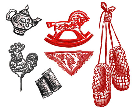 hand drawn vector illustration of a set  Slavic ornaments