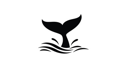 Whale tail silhouette above water black and white design © msunny93