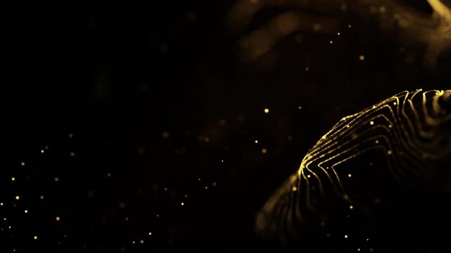 Gold ink in water shooting with high speed camera. Gold glitter background with sparkle shine light confetti. Super Slow Motion at 1000fps. effect. blue glitter