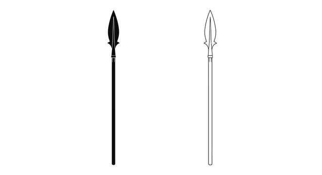 Spear silhouette on white background linear weapon design