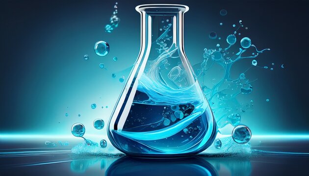 abstract lab flask with blue liquid and chemistry blue liquid chemistry background science background chemical background background science chemistry