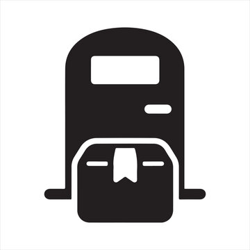 Smart Parcel Locker Icon, Package Delivery Mailbox Symbol, Self Service Pickup Station, Black Silhouette Vector

