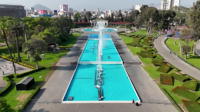 La Reserva Park In Metropolitan Region Of Lima In Peru. Magic Water Circuit Landscape. Tourism Travel. Nature Park. La Reserva Park In Metropolitan Region Of Lima In Peru.
