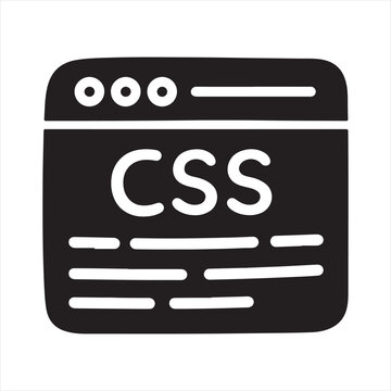 CSS Code Icon, Web Development and Programming Symbol, Browser Window Vector