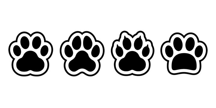 Paw print icon set, paw footprint, animal track
