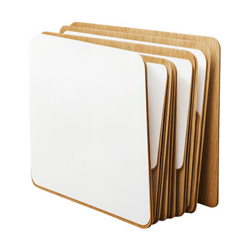 Stack of modern white and wood file folders for organization png Office Supplies