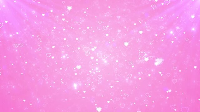 Pink heart bokeh background soft glowing hearts, floating bubbles, gentle sparkles, romantic pastel light. love videos, wedding greetings, Valentine promos, anniversary titles, celebration overlays.