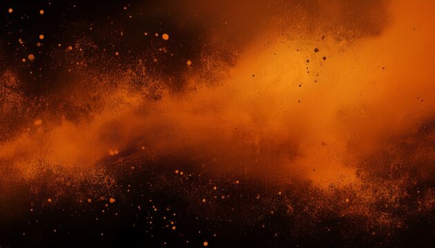 abstract dynamic orange and black background grunge background with texture of particles and spots orange gradient
