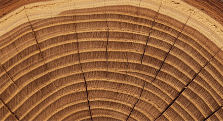 Wood grain cross section. Wood texture of cut tree. Closeup of tree trunk rings.  © shazam