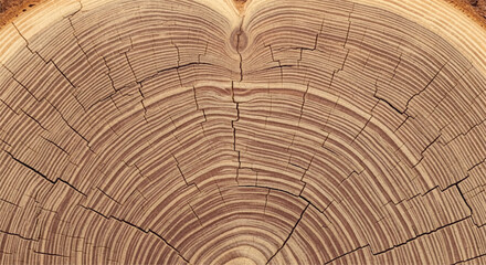 Wood grain cross section. Wood texture of cut tree. Closeup of tree trunk rings.  © shazam