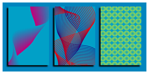 Obraz premium Vibrant abstract background triptych a modern art composition with bold colors and geometric shapes