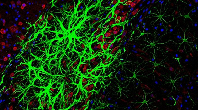 Astrocyte Reactive Gliosis GFAP Upregulation Confocal