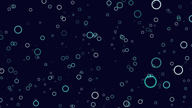 Abstract motion footage of floating red and white ring circles drifting across a dark blue background, creating a modern tech and science style backdrop for titles and overlays